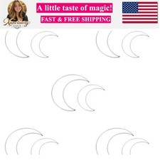Moon Shaped Dreamcatcher Rings Set 5.90 Inch Small and Large Crescent Metal H...