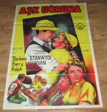 Barbara Stanwyck JEOPARDY 1953 Film Noir ORIGINAL 27x40 Turkish Movie Poster