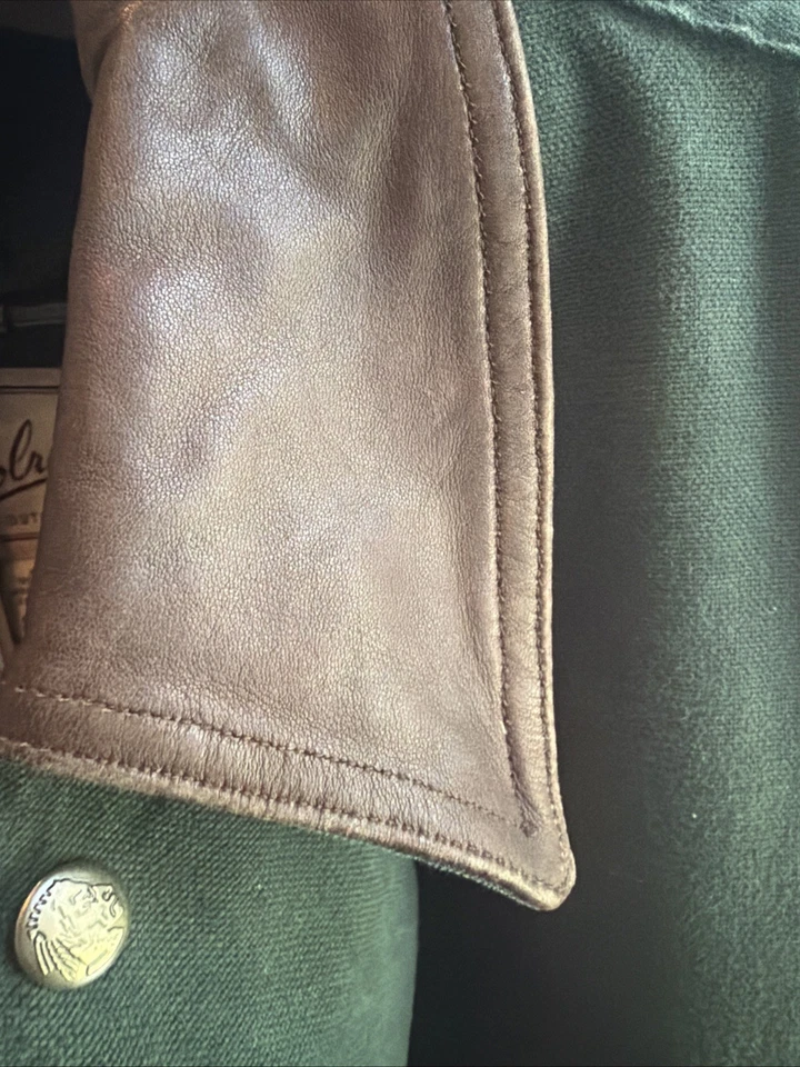 Vintage Woolrich Barn Chore Coat Green Southwest Wool Aztec Blanket Lined USA XL - Image 4 of 4