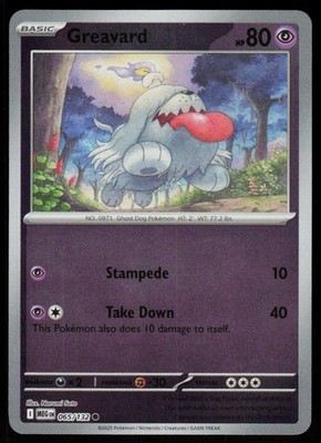 Greavard 065/132 Common Mega Evolution Pokemon Reverse Holo Near Mint