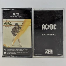Vintage AC/DC Cassette Tape Lot High Voltage 1976 And Back In Black 1980