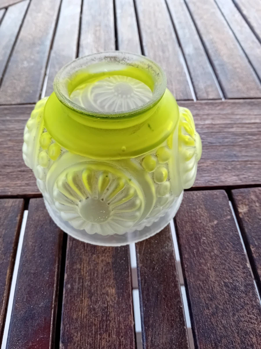 TULIPE en cristal vert avec reliefs de rechange lampe VINTAGE