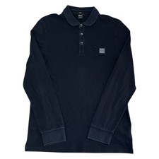 Hugo Boss Polo Shirt Slim Fit Long Sleeve Cotton Elastane Black Mens 2XL