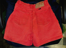 Y2K 90s Shorts Red High Waisted Spandex Speed by ODK Vintage Waist 30" S M