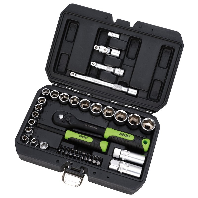 Draper HI-TORQ Metric Socket Bit Set,1/4"" and 3/8"" Sq. Dr. 48 Piece Stock-24235