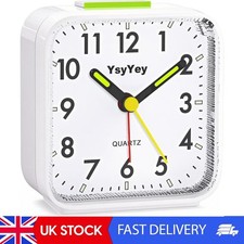Image of Silent Analog Alarm Clock, Vintage Clock With Ascending Beep, Snooze & Night