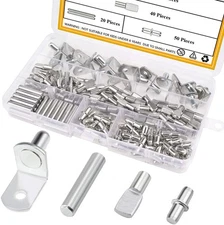 128PCS Nickel Plated Shelf Bracket Pegs Cabinet Furniture Shelf Pins Support,...