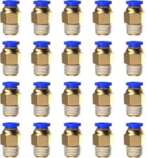 20Pcs 1/4" Tube OD x 1/8 NPT Male Push to Connect Fittings - Air Water Quick Con