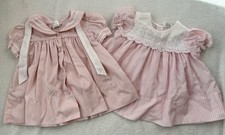 Vintage Baby Girl Dress Lot Frilly Smocked Size 6-9 M Embroidered Pink Spring