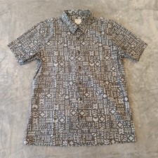 Jack O'Neill Shirt Mens Small Relaxed Fit Gray Geometric Short Sleeve Button Up