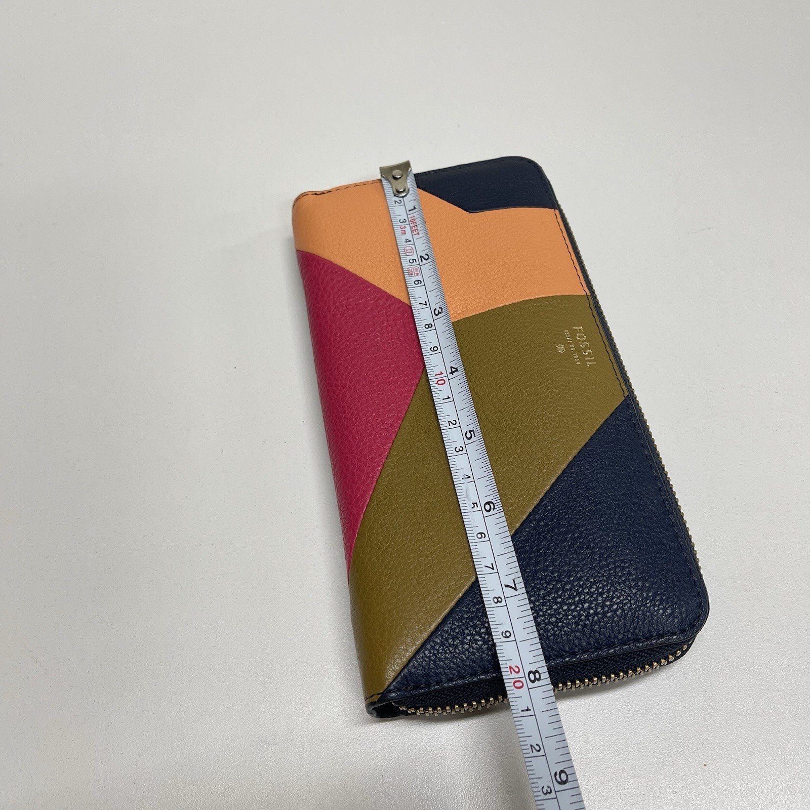 Fossil VDAY Wallet Navy Patchwork Zip Clutch Brig… - image 12