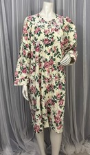 National Cotton Flannel Housecoat Long Sleeve Quilted Yoke Pearl Snap Floral  2x