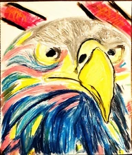 Pop Art Inspired Abstract Expressionism Blue Eagle Original 11 by 15 Paper