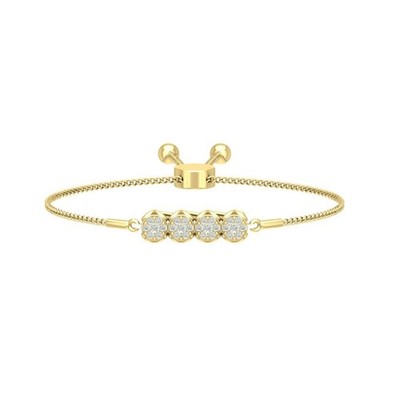 10k Yellow Gold 0.325Ct Lab Grown Diamond Bolo Bracelet 7'' Gift For Women