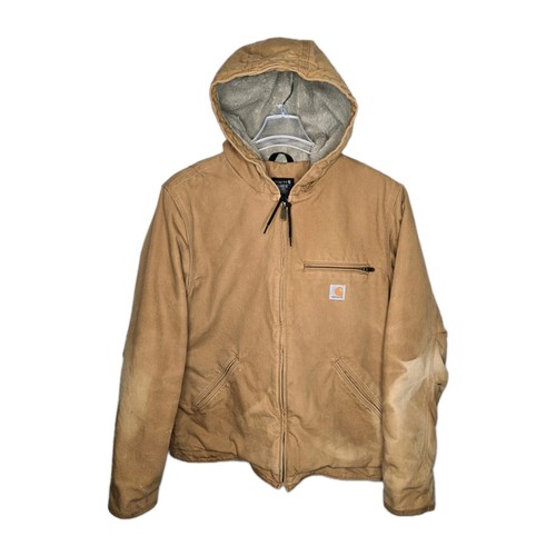 Carhartt Men's M Sherpa-Lined Relaxed Fit 0J4392 Washed Duck Hooded Jacket Faded - Picture 14 of 15