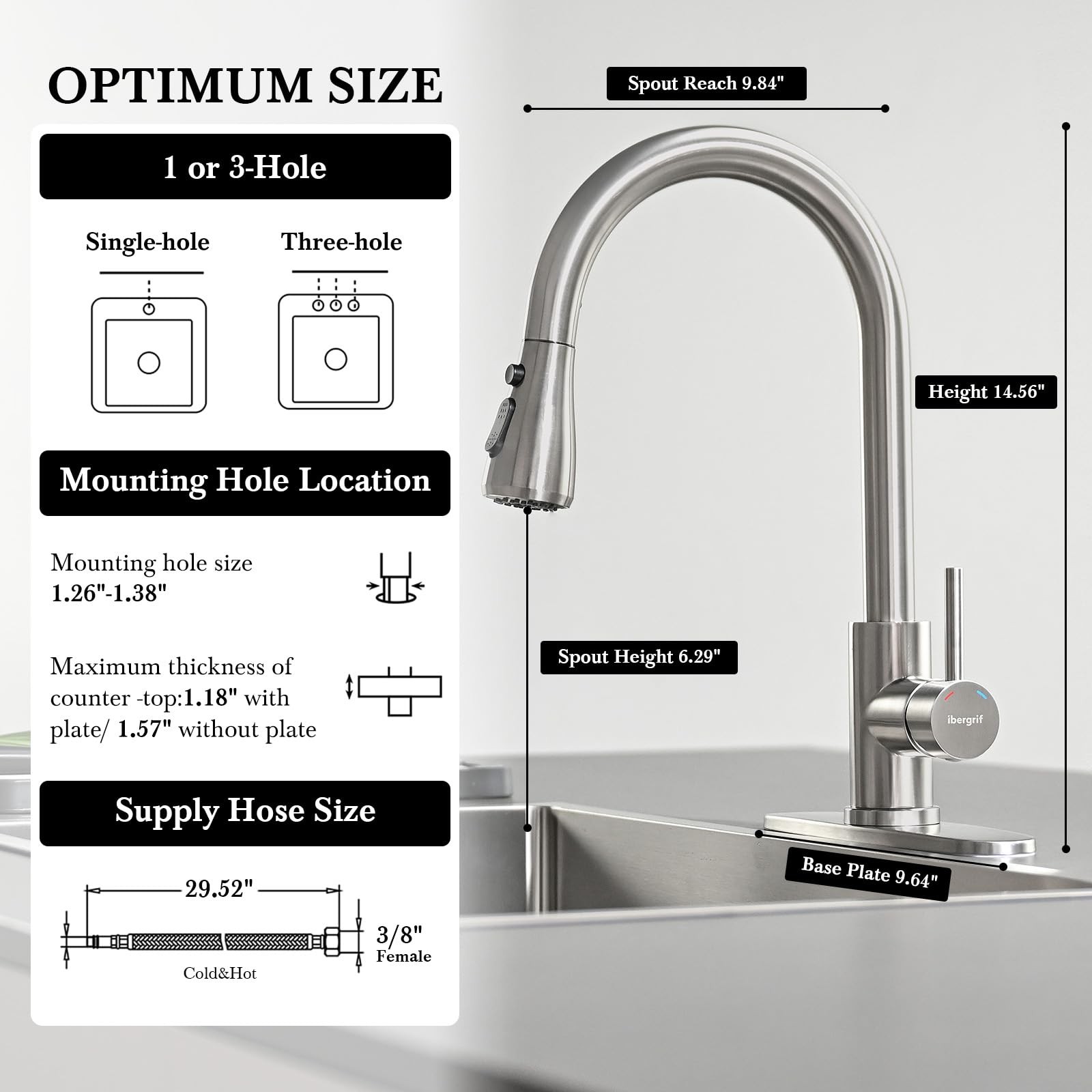 Kitchen Faucets with Pull Down Sprayer, Single Handle High Arc Brushed Nickel...