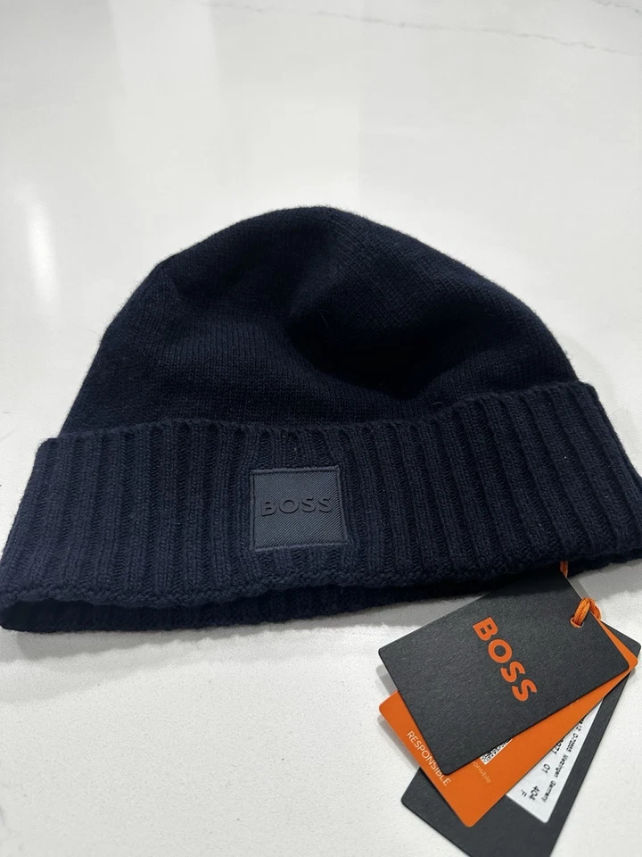 Hugo Boss Gorro Azul Marino Acanalado Talla Única Nuevo Con Etiqueta Foto 4 de 4