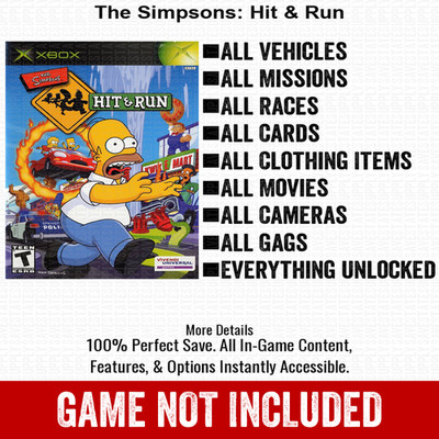 The Simpsons Hit Run 100% Unlocked All Items Xbox USB Save