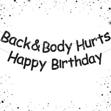Funny Happy Birthday Banner, Pre-Strung Black Glitter for 30Th 40Th 50Th 60Th Pa