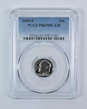1969-S Roosevelt Dime PR69 DCAM PCGS Blue Label