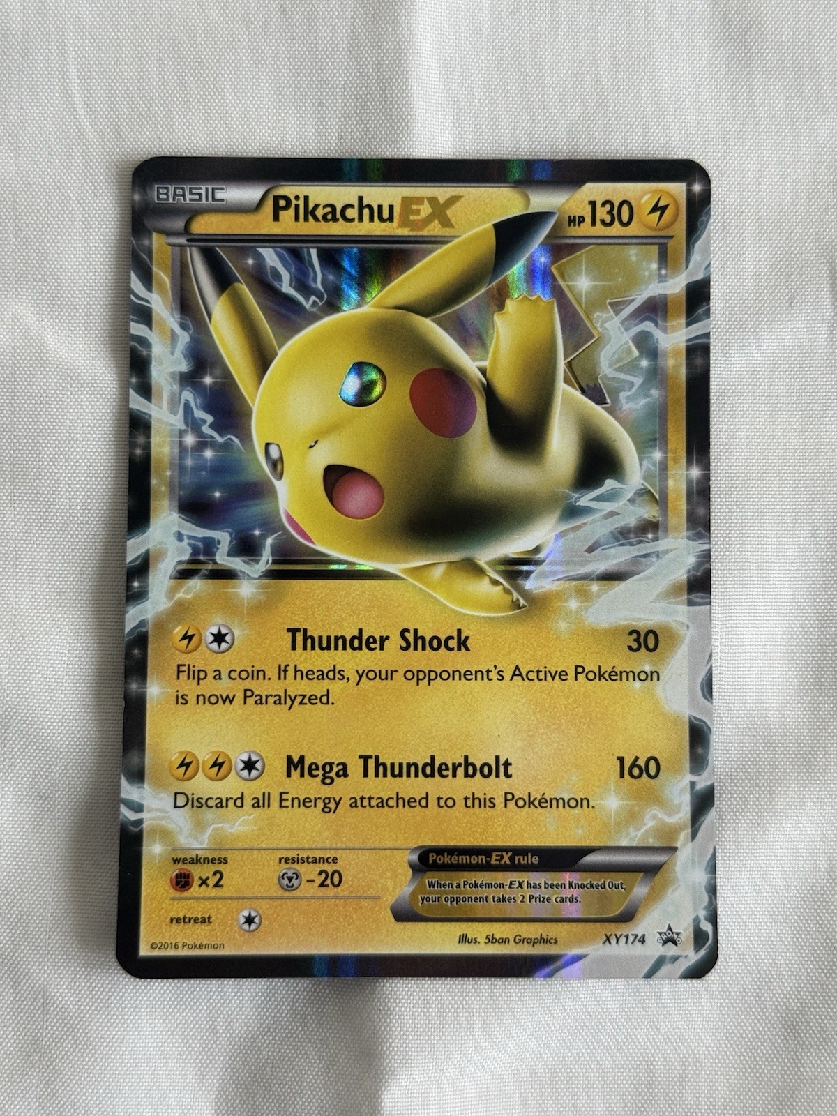 Pikachu EX XY174 Black Star Promo Holofoil Pokemon Card 2016 MP Ultra Rare