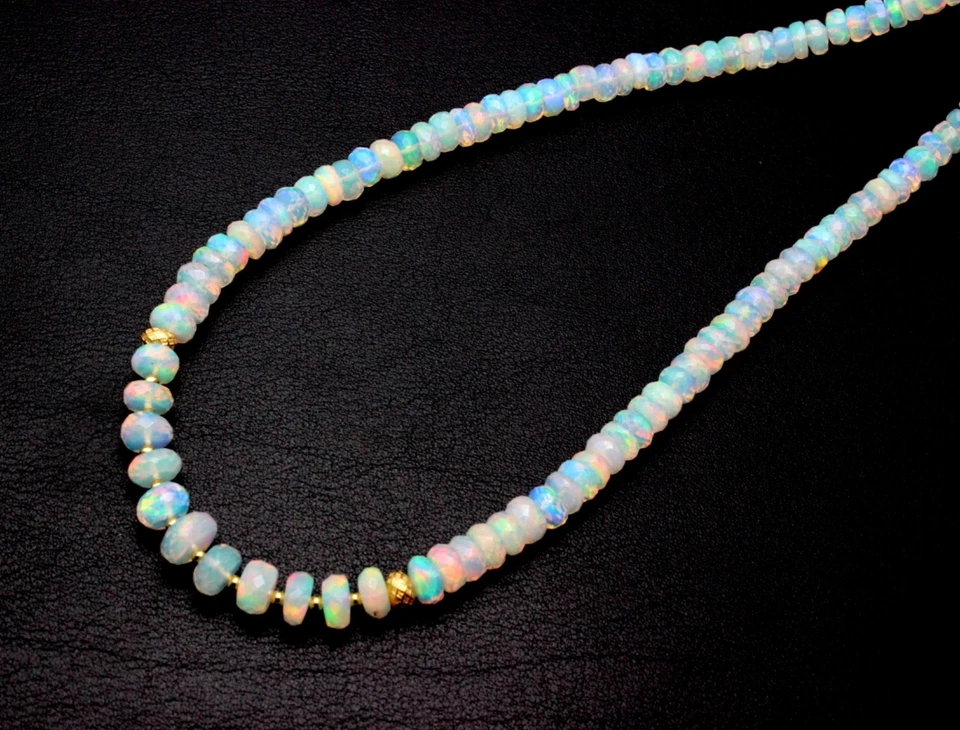 Meraviglioso Opale Collana AAA Qualità Sfaccettato Welo Etiopia Opale Gioco - Immagine 3 di 4