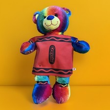 Build A Bear Workshop Crayola Teddy Cub 16" Plush Rainbow Stripe With Dress