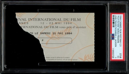 PULP FICTION / 1994 World Premiere Movie Ticket Stub, John Travolta film, PSA 3