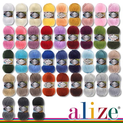 Alize 3 x 100 g Burcum Klasik Klassik Wolle 100% Acryl Häkeln Stricken 39 Farben