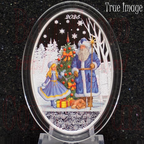 2025 Father Frost and Snow Maiden $5 Fine Silver Matryoshka Coin Solomon Islands - Picture 1 of 9