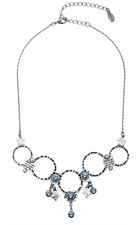 Blue Crystal Pilgrim Danish Design Necklace Silver Tone