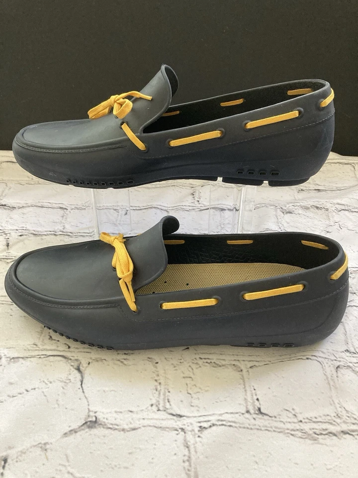 Sapatos de barco masculinos Aldo azul marinho com cadarço Moc toe parte superior baixa EUA tamanho 11 Itália 44 - Imagem 3 de 4