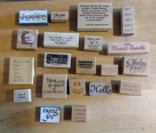 Lot Of 20 Rubber Stamps With Various Sayings And Greetings Lot 1