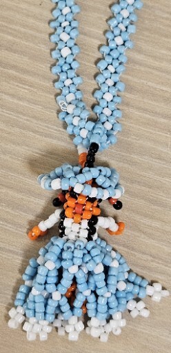Vintage Native American Seed Beaded Turquoise B Blue Indian Woman