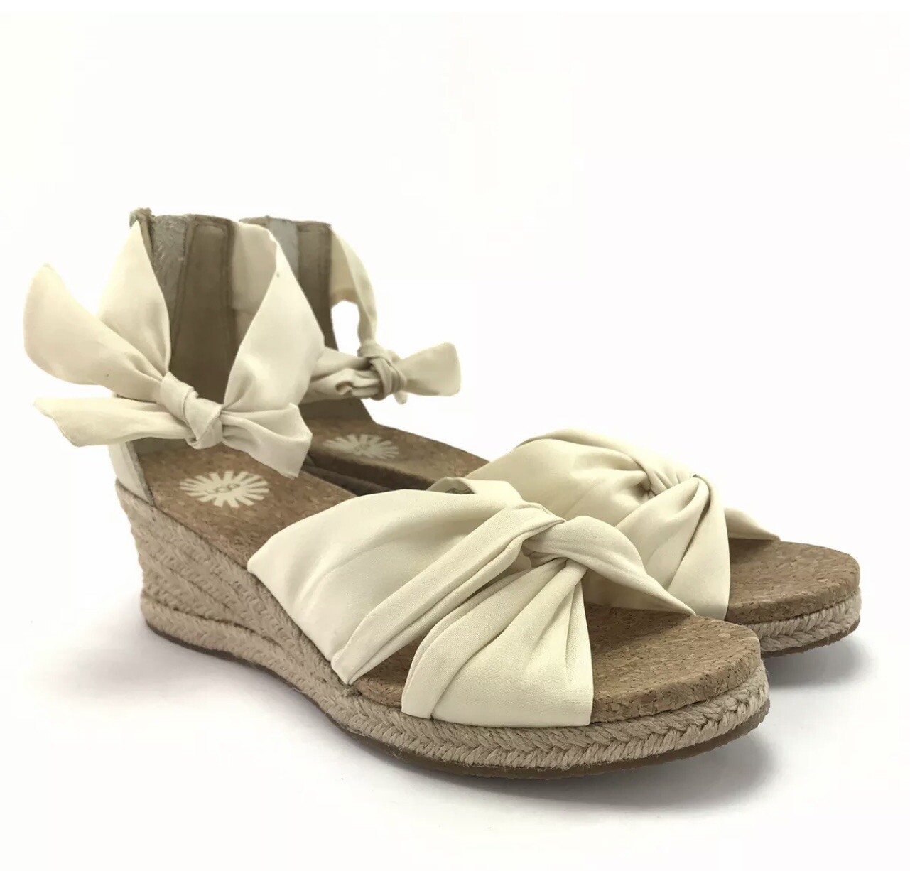 UGG Women's Starla Cream Wedge Sandals 1011181 Size 8… Gem