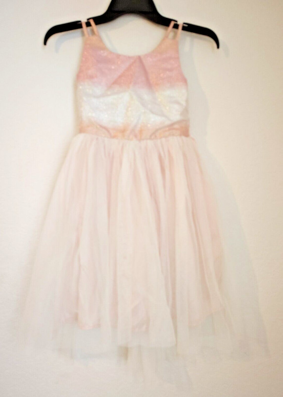 Cat & Jack Girls Size M Dress Pink Peach Tulle Tutu Glittery Ballerina