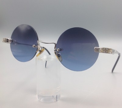 Gianfranco Ferre Vintage Sonnenbrille rund randlos Strass Kristalle Safilo 90er NOS