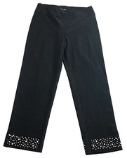 Zac  Rachel Womens Slim Ankle Pants Sz 10 Black Flat Front Beaded Mid Rise NWT