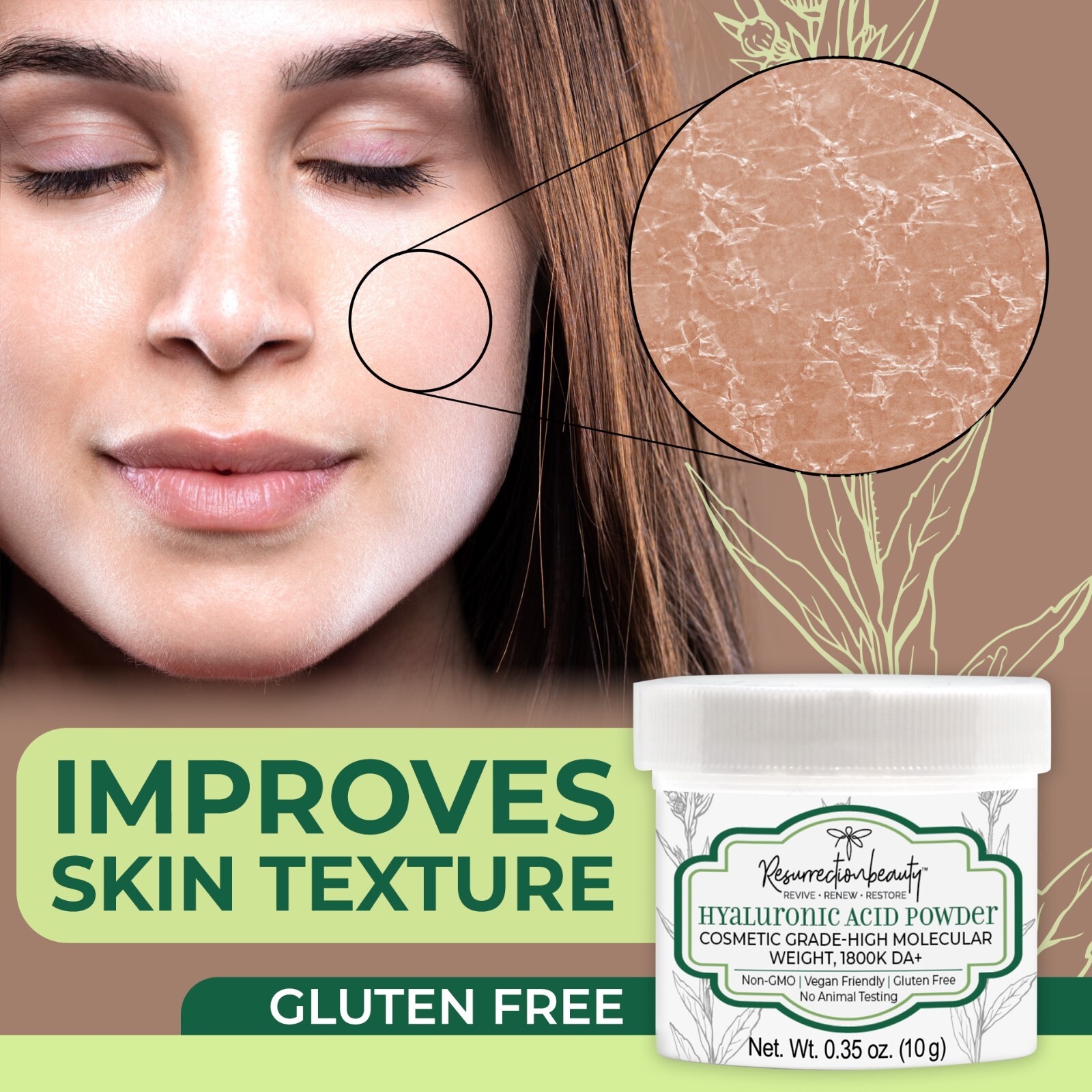 Pure Hyaluronic Acid Serum Powder, DIY Ingredient for Serum and Skin