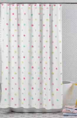 Charter Club Kids polka dot Shower Curtain W/Heart shaped Hooks, 13 piece set