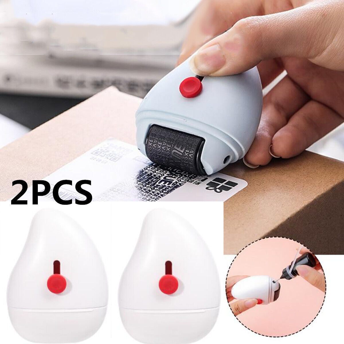 2Pcs Identity Theft Protection Roller Stamp Guard Id Privacy Data Confidential