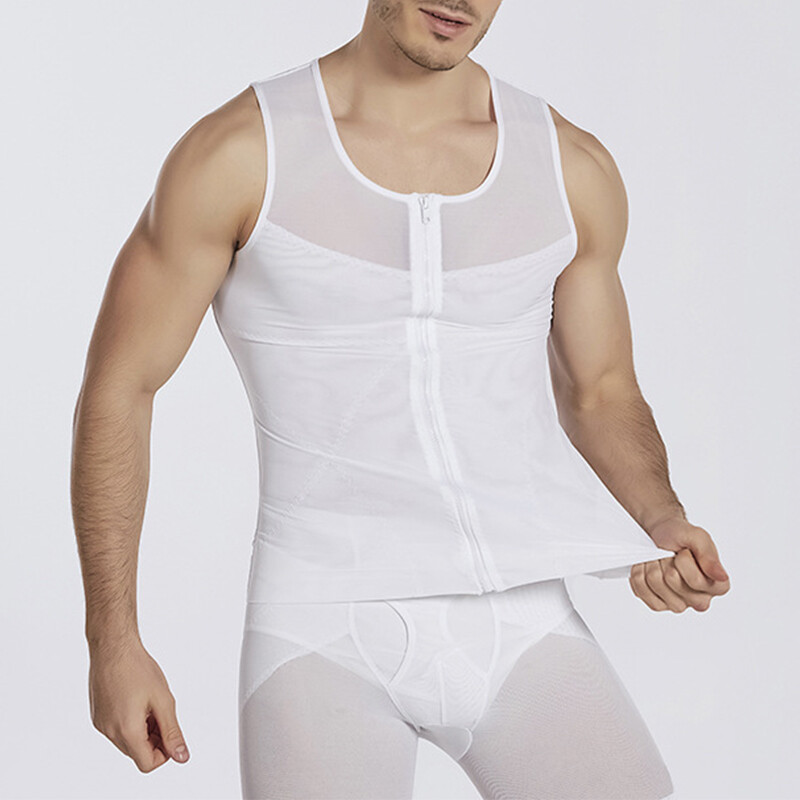 / Mens Slimming Body Shaper Belly Chest Compression Vest Girdle TShirt