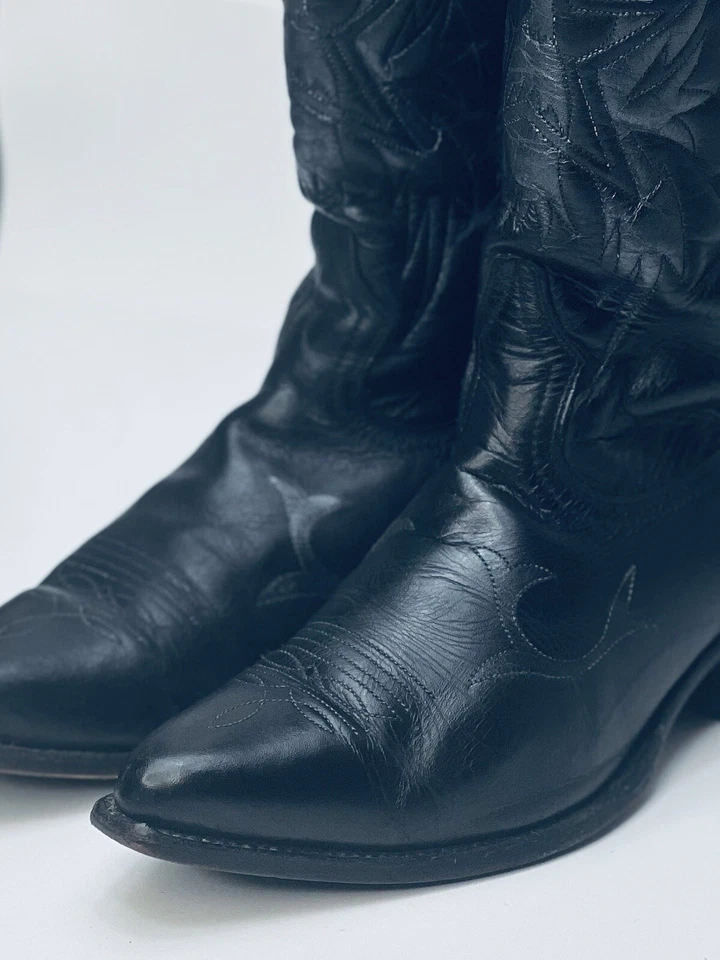 Botas vaqueras Boulet Western para hombre de cuero negro Canadá - talla 9,5 2E Foto 4 de 4