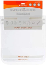 4pk Full Circle ZipTuck Reusable Plastic Food & Storage Bag, Sandwich Set, Clear