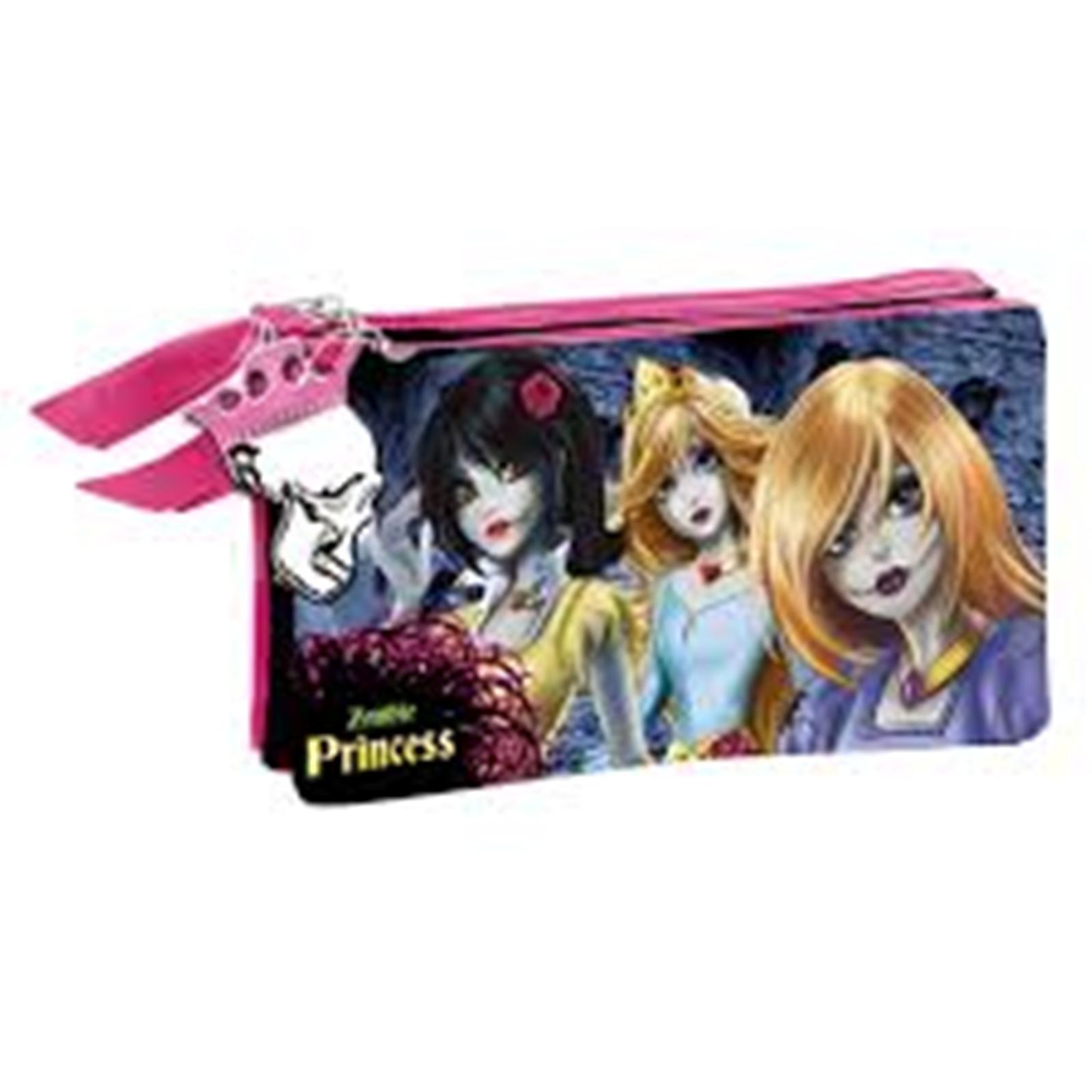 ZOMBIE PRINCESSES - Triple Pencil Case with 3 Zips - Size Approx: 22 x 10 cm