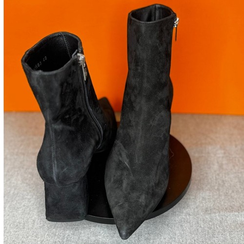 AGL Mimma Pointed Toe Heel Side Zip Block Heel Bootie Size EU 40 US 10 - Picture 2 of 8