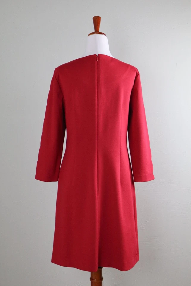 TALBOTS RSVP $158 Solid Red Ponte Stretch Cut Out Sleeve Shift Dress Size 8 - Image 4 of 4
