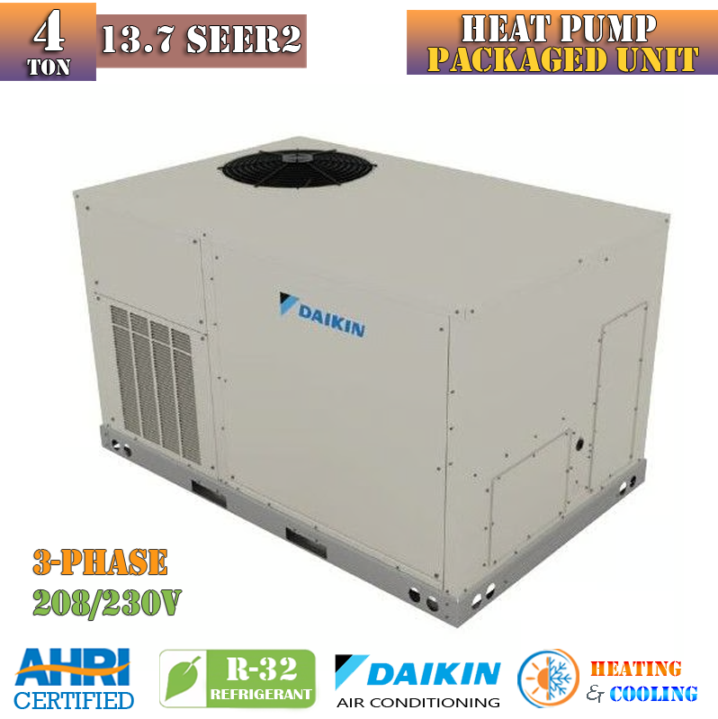 Package Unit Sysem Daikin 4 Ton 13.7 SEER2 Central AC Heat Pump Package Unit System R32 ...