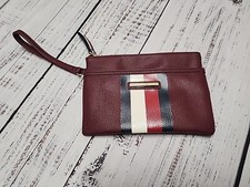 Womens Tommy Hilfiger Red, white  dark navy wristlet Bag Burgundy Color