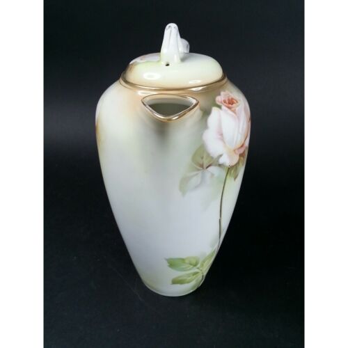 Antique RS PRUSSIA Porcelain Chocolate Coffee Pot GERMANY Light Pink Rose - Picture 2 of 10